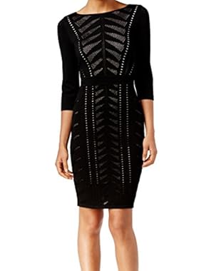Calvin Klein Womens Large Perforated Sweater Dress Black L