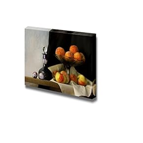 Canvas Prints Wall Art - Still Life with Glass, Apples, Peaches and Plums in Holland Classic Style - 12" x 18"