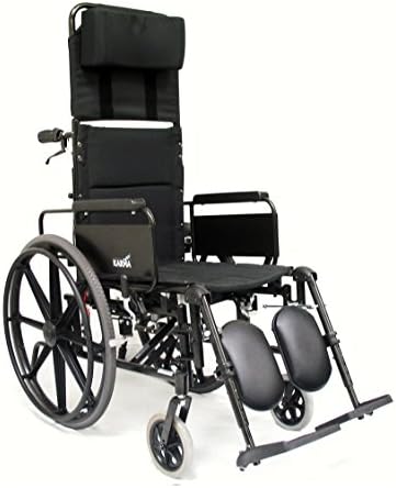 Karman Lightweight Reclining Wheelchair with Quick Release Axles, Black, 18"x18"