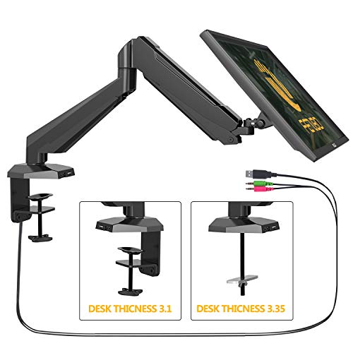 Single Arm Monitor Stand – FEZIBO Adjustable Full Motion Monitor Mount Monitor Arm, C Clamp Mount for Screen from 17″ to 32″ Gas Spring LCD Computer Screens