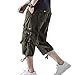 AOYOG Men’s Cargo Shorts 3/4 Relaxed Fit Below Knee Capri Cargo Pants Cotton Army Green