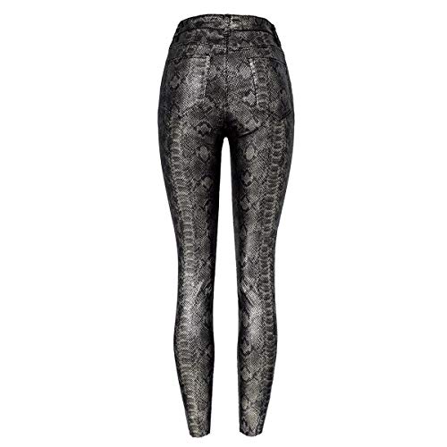 41QdM27%2BM3L ZssmGood Pantalones de Serpiente Plateados de PU de Cintura Alta Pantalones de Cuero Recubiertos de Mujer Leggings… ZssmGood Pantalones de Serpiente Plateados de PU de Cintura Alta Pantalones de Cuero Recubiertos de Mujer Leggings… - Imagen 4