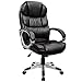 Furmax Ribbed Office Chair High Back PU Leather Executive Conference Chair Adjustable Swivel Chair with Arms (Black1)