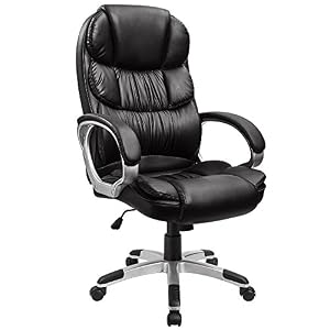 Furmax High Back Office Chair Adjustable Ergonomic Desk Chair with Padded Armrests,Executive PU Leather Swivel Task…