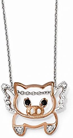 Top 10 Jewelry Gift Cheryl M Sterling Silver Rose-gold Plated CZ Flying Pig 18in. Necklace