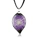 Chuvora Hand Blown Murano Glass Purple Orchid Flower Teardrop Pendant Necklace, 18-20 inches