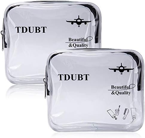 (2 PACK) TSA Approved Clear Travel toiletry Bag | Quart Sized with Zipper bags | 3-1-1 Carry-On Airline Compliant Bag Packing Organizers