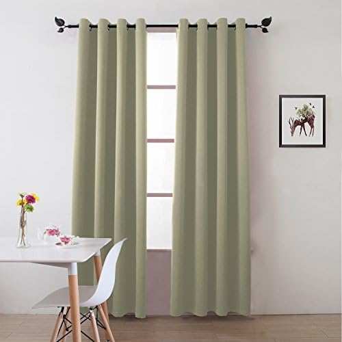 Blackout Curtains /Room Darkening/Light Blocking/Thermal Insulated Draperies With Solid Grommet for Bedroom/Living Room/Dining Room Window Treatments Hay 2 Panels ,52 x 84 Inch By FLOWEROOM