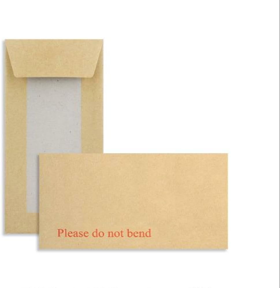 25pcs of (DL) (110X220MMz) Board Back envelopes Manilla Brown Peel and Seal DO NOT Bend Mailers Envelope