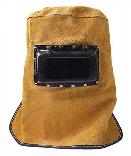 Welding Welders Hat Breathable Leather Grinding Welding Hood Anti-dust Welder with Lens Glasses Flame Welder Head Neck Cover Cap Hat Heat Resistant Heat Protection