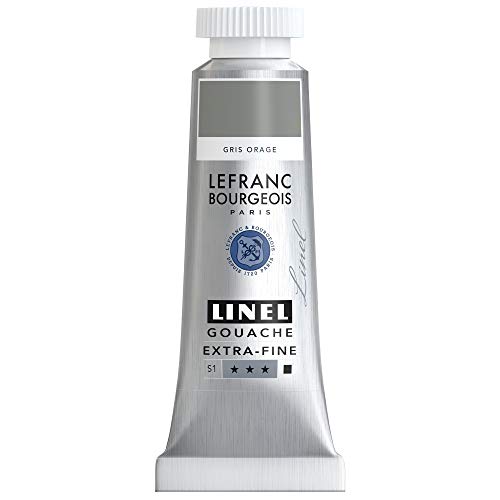 Lefranc Bourgeois 301225 Linel Gouache - Acquerelli extra fini e lisci con massima intensità di colore, luminosità per un'applicazione senza striature, tubo da 14 ml - Grigio