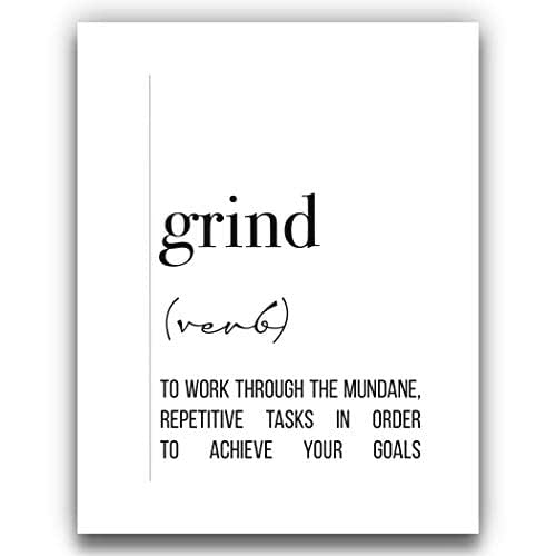Grind Definition Wall Art Black and White Dictionary Word Wall Decor 11x14