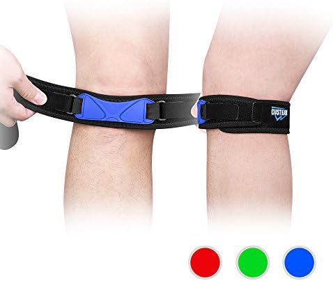 Patella Strap Knee Brace Adjustable (2pack) - custeam Knee Relie Paief &amp; Patella Stabilizer - blue Knee strap for Running, cycling,Climbing,Tennis, Tendonitis (blue)