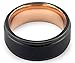 Will Queen 8mm Black Plated Tungsten Carbide Ring with Plated Rose Gold Interior Brushed Center and Polished Step Edges 8.5