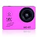 Sports Camera Sport Video 4K WIFI Action Cam 16 MP Underwater Camcorder HD 1080P and 2 Batteries 170° Wide-Angle Pink