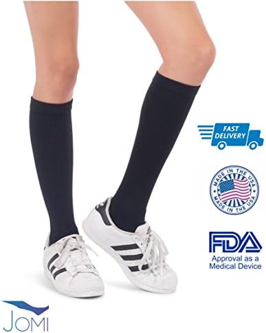 JOMI COMPRESSIONSocks Collection, 15-20mmHg Coolmax 100 (Medium, Black)
