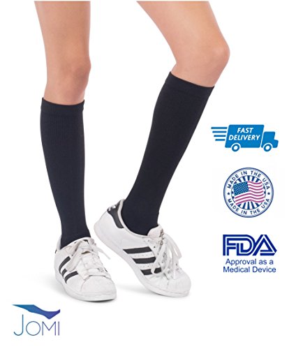 JOMI COMPRESSIONSocks Collection, 15-20mmHg Coolmax 100 (Medium, Black)