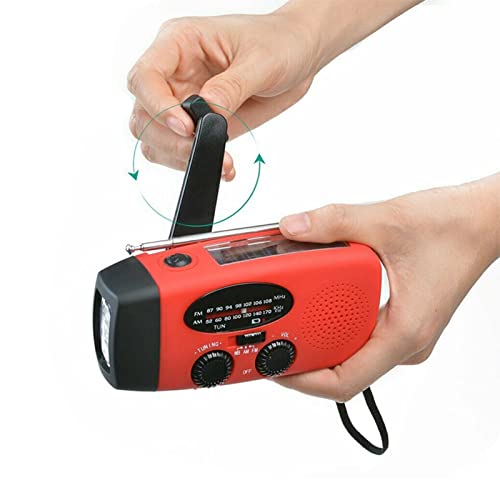 Notfallradio Solar Kurbel Tragbares Radio, Handkurbel Radio, Tragbares Solar Notfall Wetterradio Zum Aufziehen für Camping, Wandern, mit Wiederaufladbarem USB Telefonladegerät und Taschenlampe