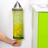 DZT1968 Home Grocery Bag Holder Wall Mount Green Storage Dispenser Plastic Kitchen Organizer 11.5x39.5cm