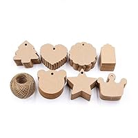 7 Shapes 140 PCS Kraft Paper Tags for Gift Tags, Wedding Favor Tags, Product Label Hang Tags with Free 164 Feet Natural Jute Twine