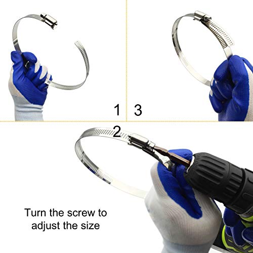 4Pcs 6" Adjustable 304 Stainless Steel Duct Clamps Hose Clamp Pipe Clamp Air Ducting Clamp Worm Drive Hose Clamps - Thumbnail 4