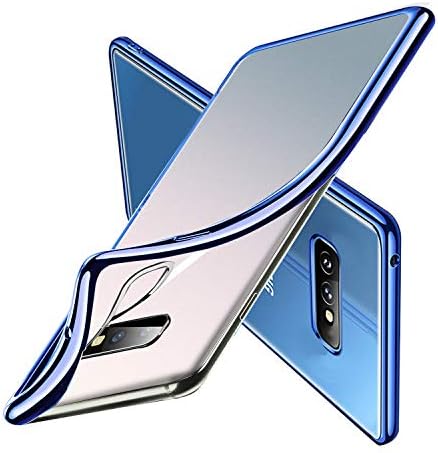 Clear Protective Case for Samsung Galaxy S10E 10E,Silicone Soft Flexible Phone Cover with Navy Blue Gel TPU Electroplated Bumper Frame/Crystal Transparent Back,Ultra Slim/Thin/Fit,Anti Yellow/Scratch