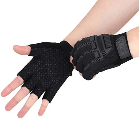 Pair of children's half finger biking gloves in vibrant colors.