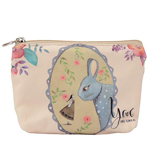 Women and Girls Cute Fashion Coin Purse Wallet Bag Change Pouch Key Holder (Rabbit)