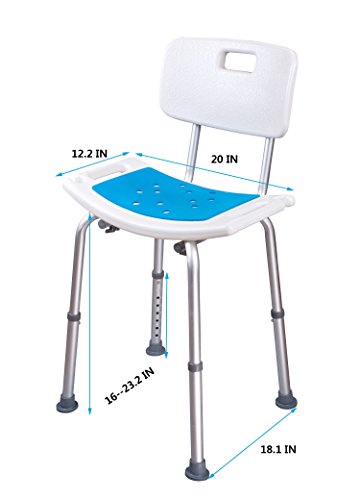 Medokare Shower Chair with Back - Padded Shower Seat for Seniors with Handles and Tote Bag, Shower Bench Bath Chair for Elderly, Handicap Tub Shower Seats for Adults (White Chair)