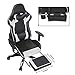 Gaming Chair,High Back Ergonomic Style Racing Chair Leather 180 Degree Reclining Computer Chair 360 Degree Swivel Adjustable Office Chair Footrest White Black, Headrest Lumbar Support
