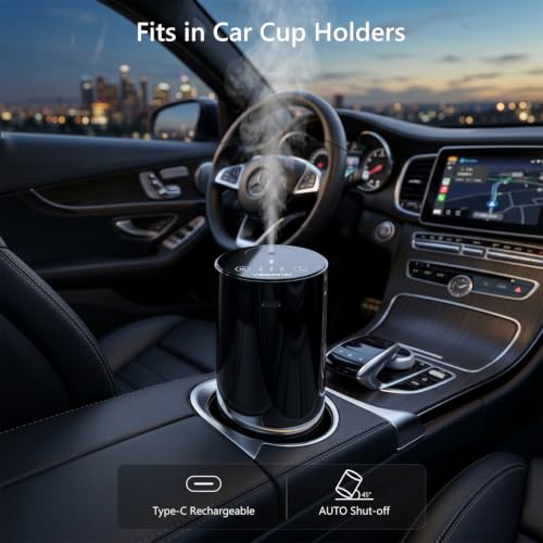 Water Free Essential Oil Diffuser, Mini Portable Aromatherapy Aroma Diffuser, Zerstäuber with 10ml Hotel Fragrance Oil, 1/2/4H/Timer, 3 Mist Levels for Home, Room, Car