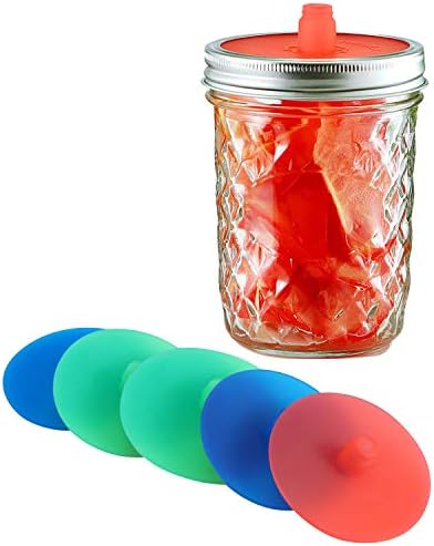 Pack of 6 Waterless Airlock Fermenting Lids for Wide Mouth Mason Jar, Food-Grade Silicone Fermention Lids for Sauerkraut, Kimchi, Pickles and Other Fermented Probiotic Food, 3 Colors