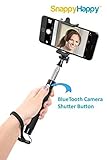 Newest Generation 2015 Model SnappyHappy® Selfie Stick with Bluetooth One-piece U-Shape Self-portrait Extendable Monopod with built-in Remote Shutter-Black and Lifetime Warranty