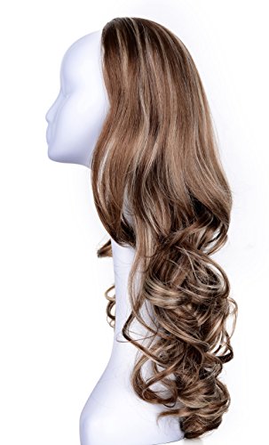 OneDor 23" Curly 3/4 Ladies Half Wig Kanekalon Hair Synthetic Wigs with Comb on a Mesh Head Cap (R1224B)