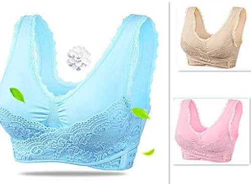 3Pack Women Seamless Genie Style Sports Seamless Bra w/Removable Pads, Free Magic Boost Pads (XL)
