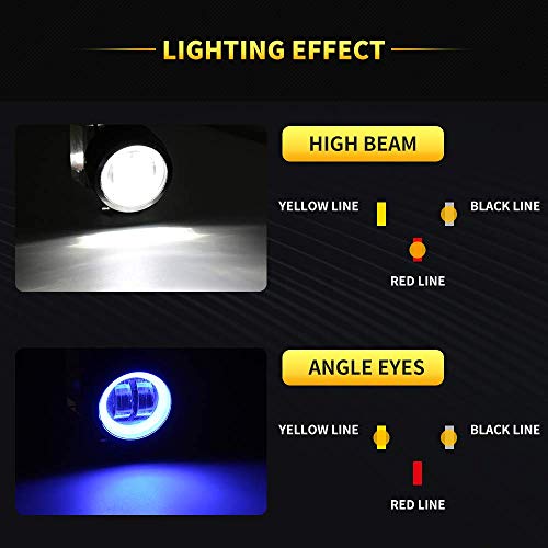 4PCS LED Auxiliary light 40W 3'' Motorcycle LED Fog Driving Running Lights with DRL Angel Eye 6000K White Spot Lighting Off-road Vehicle Marine Work Light, 2 Years Warranty (4PCS,Blue Halo)