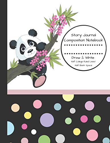 Story Journal Composition Notebook Draw & Write Half College Ruled Lines Half Blank Space: Combined Note and Sketch Workbook Top & Bottom (Color Polka Dot)