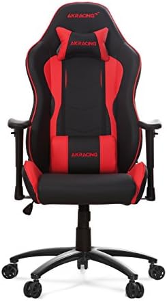 Akracing AK-5015 Ergonomic Series Racing Style Desk Office Gaming Chair with High Backrest, Recliner, Swivel, Tilt, Rocker and Seat Height Adjustment Mechanisms. PU Leather Red Black
