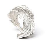 SUNDAY ROSE Sundayrose Feather Ring 925 Silver Vintage Plume Adjustable Opening Band Ring