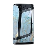 Skin Decal Vinyl Wrap for Smok Alien 220w TC Vape Mod Skins Stickers Cover / Teal Blue Gold White Marble Granite