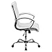 Flash Furniture Merideth Mid-Back Designer White LeatherSoft Executive Swivel Office Chair with Chrome Base and Arms