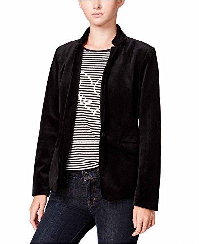 Maison jules womens velvet stretch one-button blazer black 6