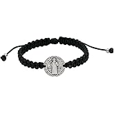 Saint Benedict Medal Bracelet | Sturdy Black Woven Cord | Catholic Jewelry | Patron Saint of Students | Great Catholic Gift for First Holy Communion or Confirmation | Adjustable