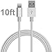 Cable, JOOMFEEN 10ft Nylon Braided Extra long 8pin USB Cord Cable Charger Wire For Apple iPhone se 7 7plus 6s 6s+ 6plus 6, 5s 5c 5, iPad Air mini 1/2/3, iPad 4, iPod 5, and iPod 7 - Silver
