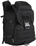 ArcEnCiel Camping Bags Waterproof Molle System Backpack Military 3P Tad Tactical Backpack Assault Travel Bag Cordura -Rain Cover Included (Black)