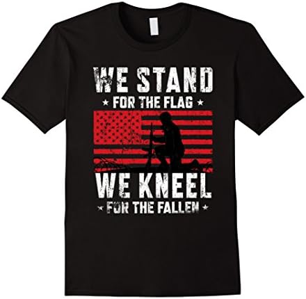 Mens We Stand For The Flag T-Shirt We Kneel For The Fallen Shirt 2XL Black