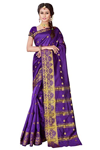 Viva N Diva Purple Banarasi Art Silk Saree With Unstitched Blouse Piece