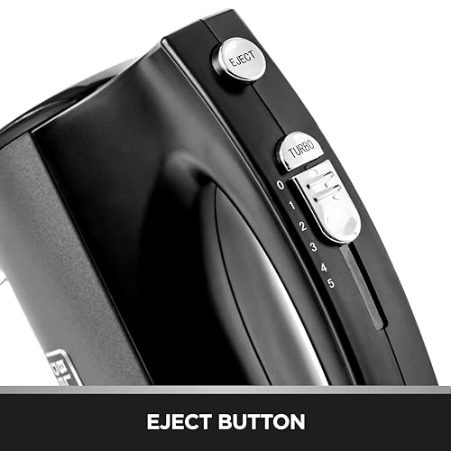 BLACK+DECKER 300W Hand Mixer - 5-Speed with Turbo, Premium Metallic Finish, Stainless Steel Beaters & Dough Hooks, Ergonomic Grip, Easy Eject, Dishwasher Safe | SSMH325-B5