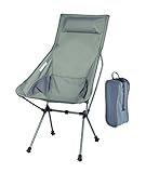 MARCHWAY Lightweight Portable Folding High Back Camping Chair with Pillow for Outdoor Sport and Travel (Green)