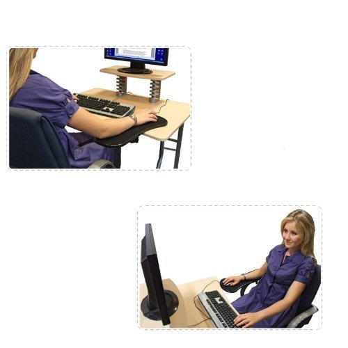 SKYZONAL Ergonomic Adjustable Computer Desk Extender Arm Wrist Rest Support/Mouse Pad Desk Chair System Computer Armrest Wrist Rest Black - Thumbnail 2